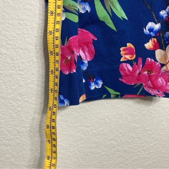 Land’s End Floral Cropped Pants - Blue/Pink - 14 - Straight Leg - Picture 2 of 7
